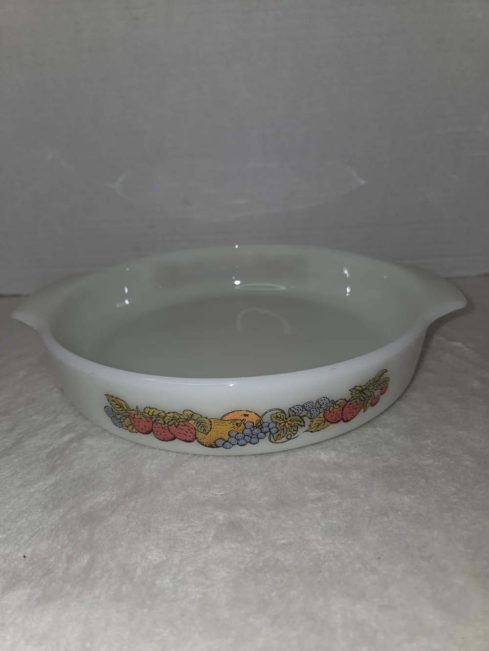Vtg Anchor Hocking Fire King Natures Bounty Fruit Harvest 429 Round 9” Pie Plate